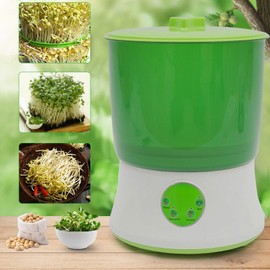 Bean Sprouts Machine 110V 2-Layer Smart Bean Sprout Grower Automatic Bean Sprouts Maker with Temperature Control Automatic Watering Household Seed Sprouter Grow Cereal Tool