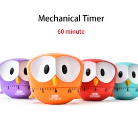 FCOVUVDBD Purple Owl Mechanical Kitchen Timer, 60-Minute Wind Up Dial 360° Rotating, Cute Timer for Cooking/Reading/Do Sport