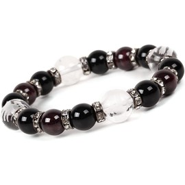 Kyozudou Natural Stone Bracelet, Power Stone, Onyx, Men's, Birthstone, Blue Dragon, White Tiger, Suzaku, Basalt, 18 cm, Gemstone, Quartz