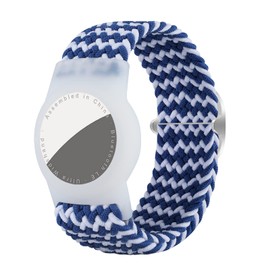 Dingfeiyu Nylon Airtag Wristband for Kids, Anti-Lost, Anti-Scratch Airtag Bracelet Kids, Airtag Tracking Watch Wrist Strap Child, Waterproof Airtag Holder Necklace for Kids (blue wave)