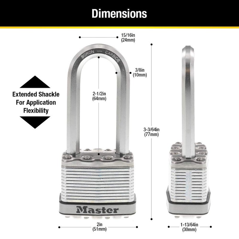 Master Lock M5XDLJ Magnum Heavy Duty Padlock with Key, 1