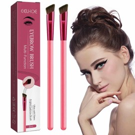 2 Brochas Multifunción para Cejas, Brocha Cuadrada En Ángulo para Cejas, Brocha para Corrector De Cejas, Brocha De Maquillaje Ultrafina En Ángulo, Brocha De Maquillaje De Delineador De Ojos Natural