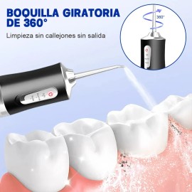 Irrigador Bucal Limpiador Dientes Portatil Boquillas Negro