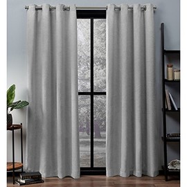 Exclusive Home Curtains Oxford Textured Sateen Thermal Window Curtain Panel Pair with Grommet Top, 52x63, Silver, 2 Count