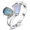 ETERMBOL Toi et Moi Ring Sterling Silver Moonstone & Labradorite
