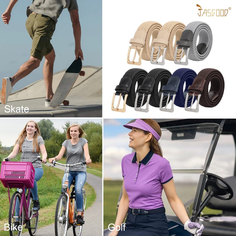 Braided Canvas Stretch Belt Elastic Casual Belt for Men, Women