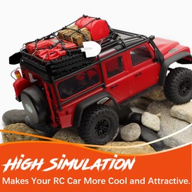 GLOBACT 1/24 1/18 RC Crawler Accessories Car Roof Decoration Luggage Net, Recovery Board, Fire Extinguisher, Toolbox, Wood Box, Shovel for 1/18 TRX4M 1/24 Axial SCX24 Upgrade (12Pcs Red)