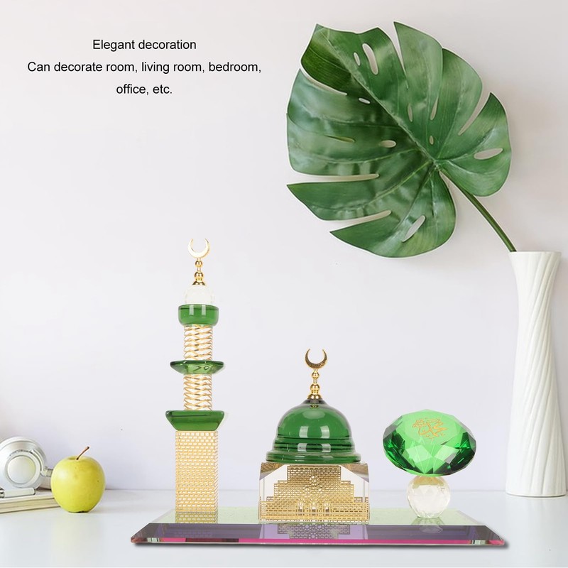Natudeco Mosque Model Crystal Collectible Figures Miniature Building Ornament Architectural