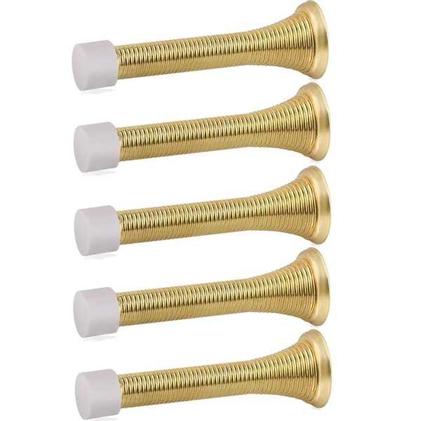 5PCS Spring Door Stops, Heavy Duty Door Stopper with Rubber