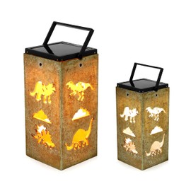 TECHKO Outdoor Solar Portable Lantern Lights Dinosaurs Jurassic Silhouette Garden Décor