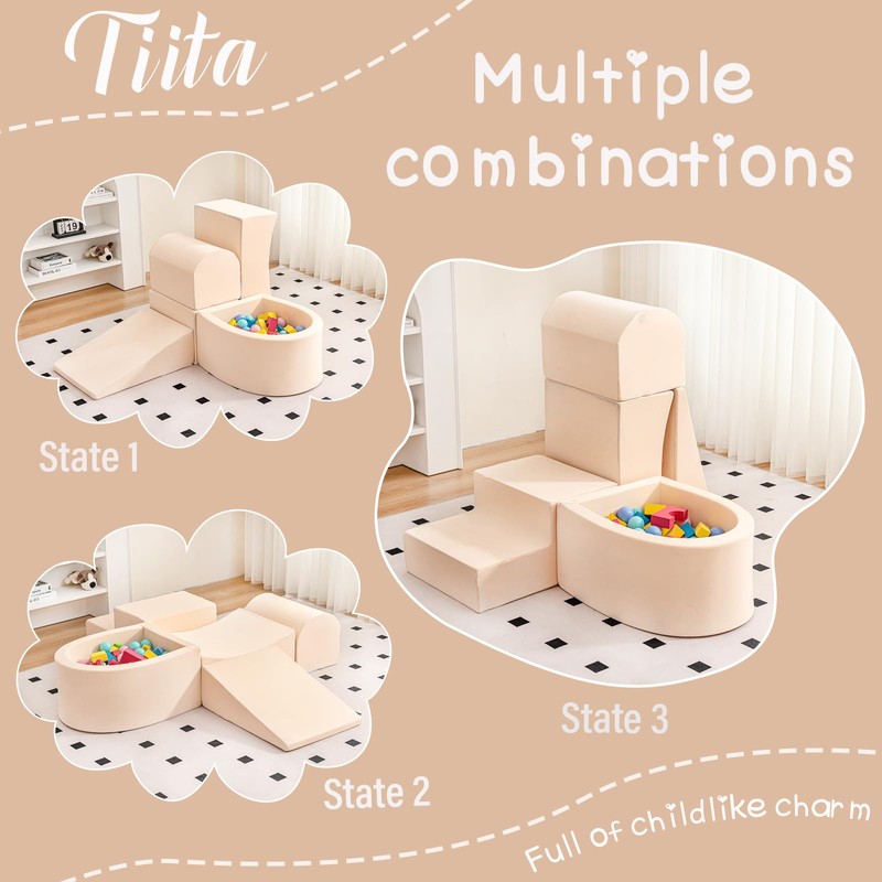 Tiita Foam Climbing Blocks with Small Ball Pit Playground for