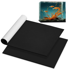 Pangda 2 Pcs 24 x 24 Inch Aquarium Fish Self Leveling Mat for Under Tank 5mm Thick Foam Compressible Neoprene Mat with Adhesive Backing Shockproof Waterproof Easy to Cut Stability, Black