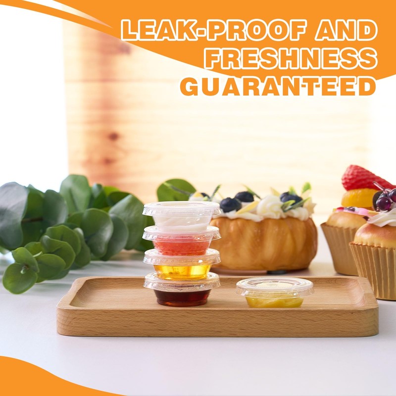 Maxdot 1000 Pack 0.5 oz Plastic Portion Cups with Lids