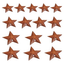 JIHUOO 30 Pcs Rustic Metal Star Ornaments Metal Rusty Barn Star Small Rusted Metal Stars Christmas Hanging Star Decorations Antique Star Accents for Farmhouse Wall Decor