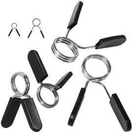 Spring Clips 1 inch, Set of 2 – by Day 1 Fitness - for 1” Standard Barbell Weight and Plates - Spring Lock Collars for Weightlifting, Strength Training, Working Out - Firm Grip, Plate Weight Clamps