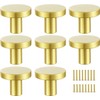 8PCS Brass Gold Cabinet Knobs, 25mm Small Round Dresser Knobs,