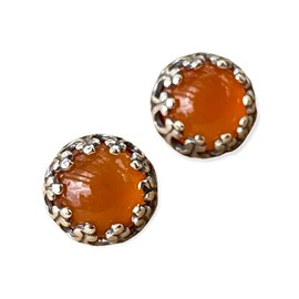 Orange Carnelian Gemstone Stud Earrings, Sterling Silver, Hypoallergenic, August Birthstone, Gifts for Women, Her, Mom, Birthdays, Valentines Day, Mothers Day, Wife, Daughter