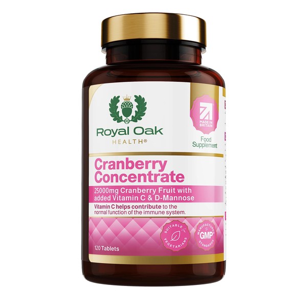 Cranberry Tablets 25000mg of Fresh Cranberries and Vitamin C Non-GMO, Gluten Free, Cranberries Fruit Extract Cranberry Supplements for Women 120 Tablets