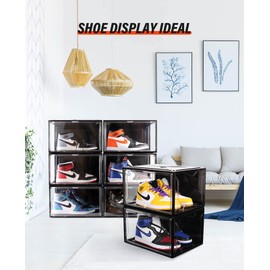 KDOR Clear Shoe Boxes Stackable, 3 Pack Shoe Storage Box with Lids Magnetic Door, Clear Sneaker Storage Acrylic Boxes for Display, Fit Shoe Size Up to US 15