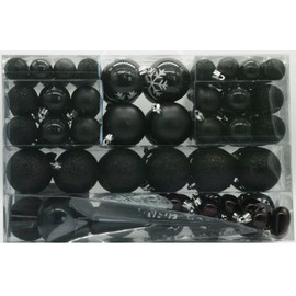 101 pieces Christmas baubles, heart ball with snowflake Christmas tree topper with 100 metal hooks, pendant tree decoration, Christmas, Ø 3 cm, Ø 6 cm, Ø 4 cm