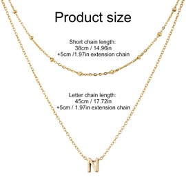 Mikovivi 1pcs Initial Letter Necklace & 1pcs Short Chain, Fashion Gold-Plated Alphabet Necklace Layered Initial Necklaces Tiny Pendant Choker Necklace for Women Jewelry (N)