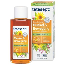 tetesept Muscle & Movement Bath - 1 x 125 ml - Health Bath for Relaxation & Relaxation with 4 Essential Oils - Soothing Bath Additive Warms and Relieves