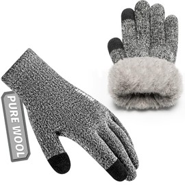 Rahhint Thermal Winter Gloves for Men Women Pure Wool Knit Gloves with fleece lining insulated Liner Keep Hand Warm Gift