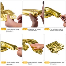 Happy Birthday Aluminum Foil Banner Balloons for Birthday Party Decorations and Supplies (Gold)