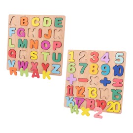 2PCS Alphabet Zahlen Puzzle Board CHUNLINLAODA Puzzle Spielzeug Buchstaben und Zahlen ABC Buchstaben Zahlens Gestalten Holz Puzzles Montessori Spielzeug Lerngeschenk für Jungen Mädchen (Mehrfarbig 1)