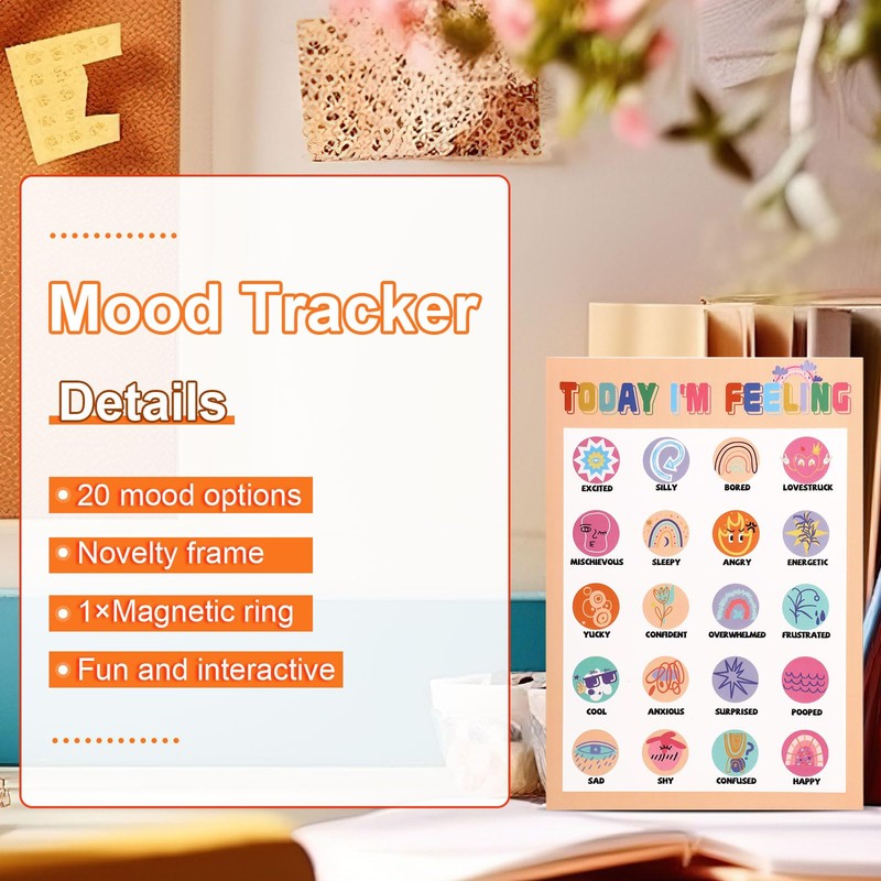 Magnetic Daily Mood Tracker, Bohemia Style Feeling Chart Poster with