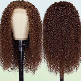 ZANPAL 13x4 Hd Lace Front Wig Human Hair 28inch Chocolate Brown Wig Human Hair For Black Women Deep Curly Lace Front Wigs Pre Plucked With Baby Hair Frontal Lace Wig #4 Colored Curly Wig 180 Density