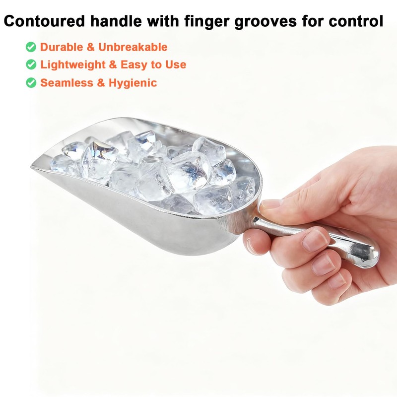 6 OZ Cast Aluminum Utility Scoop, One-Piece Solid Ice Scoop