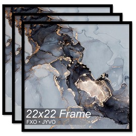 Fxojyvo 22x22 Frame Set of 3, Black Picture Frame for 22 x 22 Square Picture Poster Photo, Light Weight and High Transparent 22 by 22 Frame for Wall - 3 Pack/Black/22 x22
