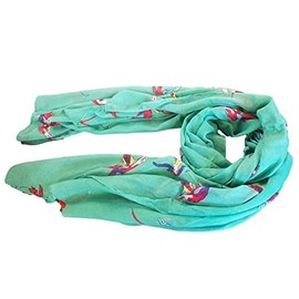 Fat-catz-copy-catz Large Soft Cotton Fashionable Hummingbird Bright Flying Birds Ladies Long Scarf, Shawl, Wrap, Sarong - Posted from London (green hummingbird)