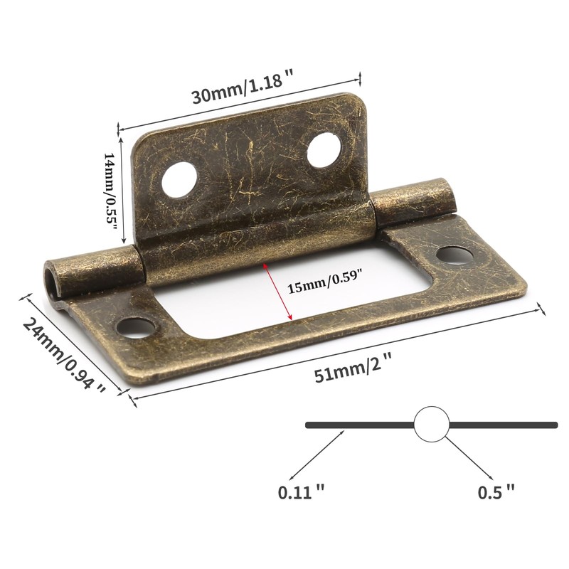 Litoexpe 6 Pcs Non-Mortise Door Hinges, 2 x 0.9 Inch