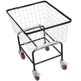 DWVO 2.5 Bushel Wire Laundry Cart with Wheels, Rolling Laundry Basket with Smooth Wheels, Metal Commercial Wire Laundries Basket Cart, Heavy-Duty Large Steel Bin for Clothes Storage & Organization