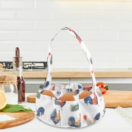 Kisangel Outdoor Egg Collecting Organizer Canvas Chicken Egg Basket Large Gathering Bag for Family Garden