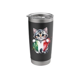 Italy Flag Cat Heart Italian Pride Cute Animal Lover Graphic Stainless Steel Insulated Tumbler