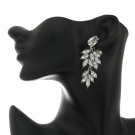 Wedding Clip on Earrings Sliver Bridal Earrings for Women Sliver Rhinestone Dangle Earrings for Wedding Bridesmaids Party Prom Dresses Jewelry -Tassel