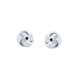 Solid Double Sided Twist Love Knot Woven Braided French Style Fixed Bar Backing Shirt Cufflinks For Men Executive Groom Gift .925 Sterling Silver