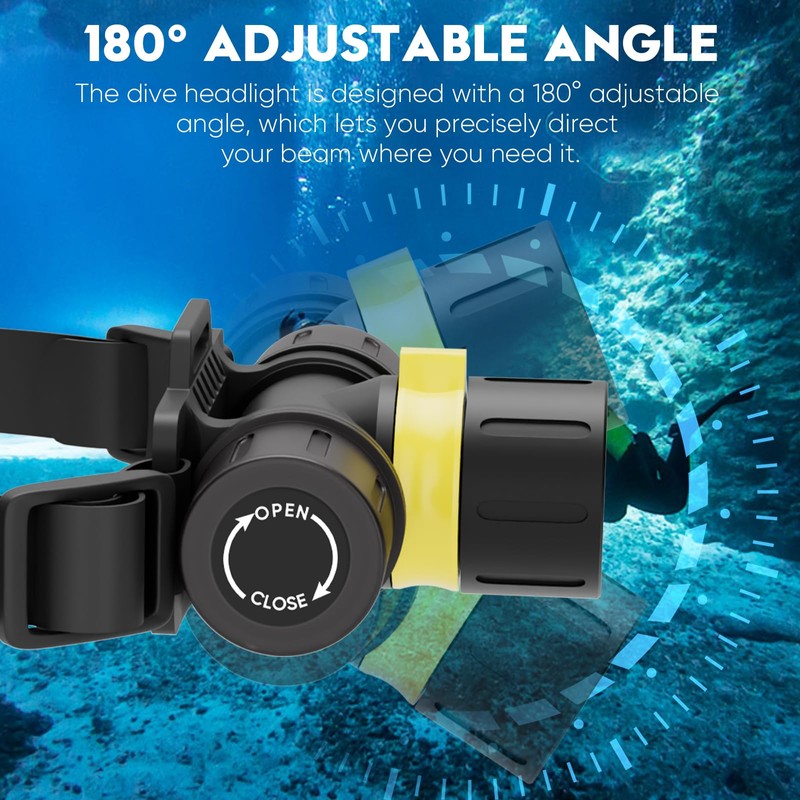 NAKCNM 3000LM IPX8 Waterproof Diving Flashlight Magnetic Rotary Switch