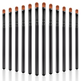 12 Pieces Small Concealer Brush Flat Lip Concealer Brush Under Eye Synthetic Fiber Makeup Eyebrow Outline Foundation for Concealing Blending Setting Buffing Makeup(Black)