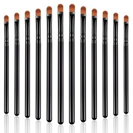 12 Pieces Small Concealer Brush Flat Lip Concealer Brush Under Eye Synthetic Fiber Makeup Eyebrow Outline Foundation for Concealing Blending Setting Buffing Makeup(Black)