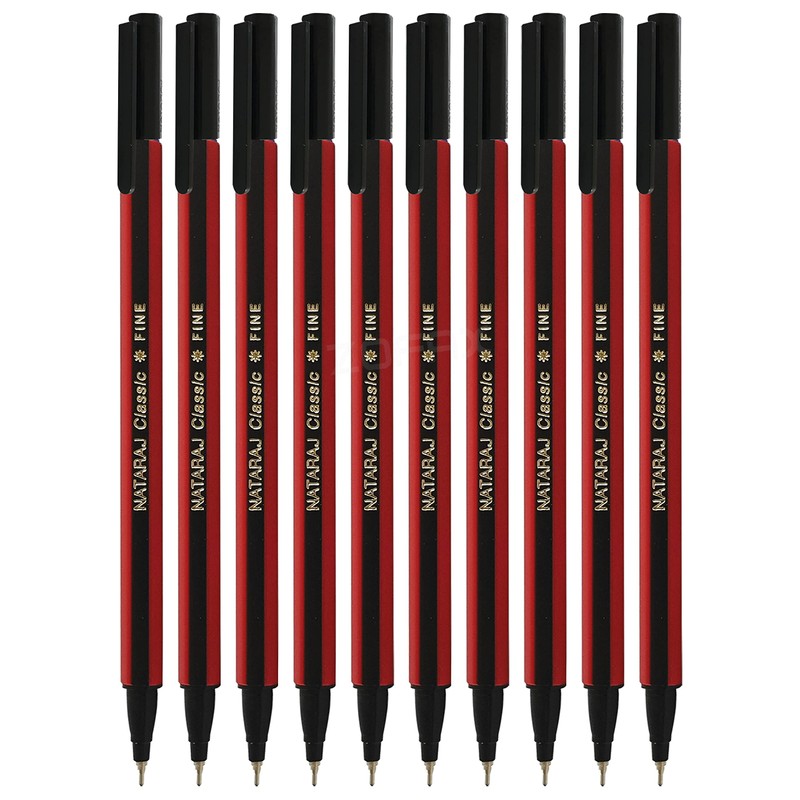 NATARAJ Classic Fine Point BLUE Ballpoint Pens (12 x 0.7mm