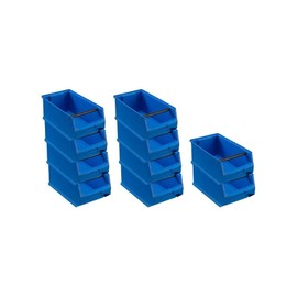 Economy Set 10 x Blue Storage Boxes 4.1 with Handle Bar H x W x D 15 x 20 x 35 cm 7.2 Litres Storage Container Storage Box Assortment Container