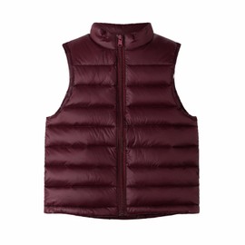 BESTORI Kids Boys Girls Winter Puffer Vest Lightweight Sleeveless Jacket with Pockets Quilted Full Zip Outerwear, Wine Red, 9-10 Years