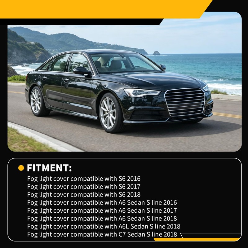 Jecoupoon Pair Fog Light Cover Compatible with S6 A6 Sedan