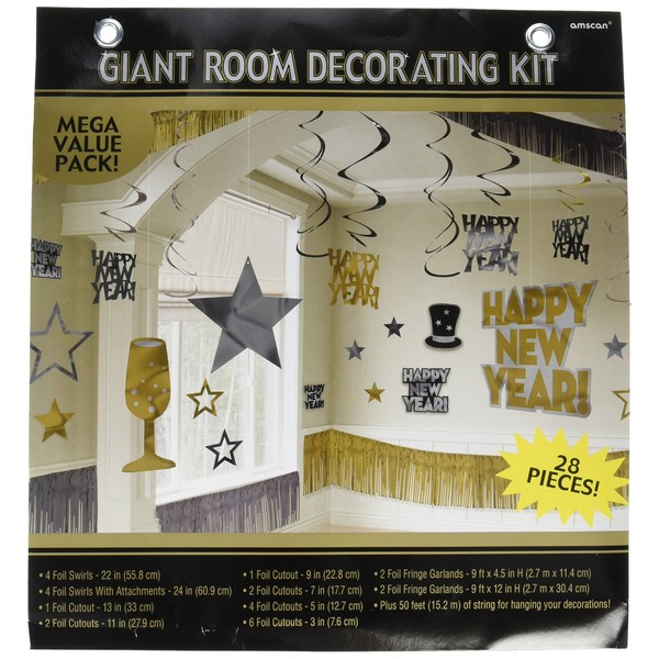 New Year Gold Foil Room Decorating Kit, 28 Ct. | Party Decoration