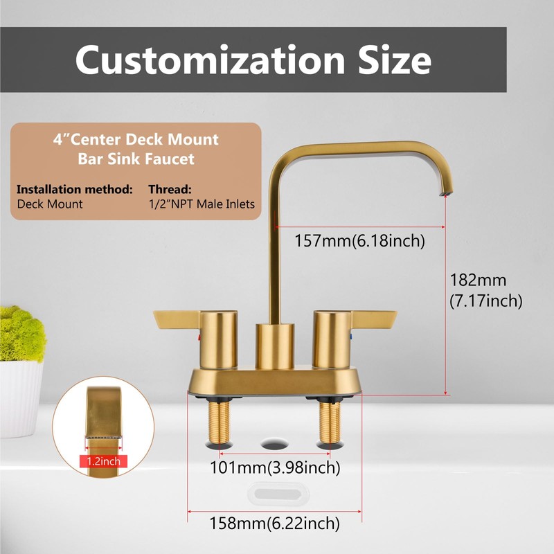 GBBNE Bathroom Faucet 4 Inch Centerset 3 Hole,Double Handle Faucet