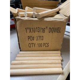 Unbranded Box of 100 - 1" x 10 7/8" WOOD DOWELS, music rhythm sticks kids crafts woodwork